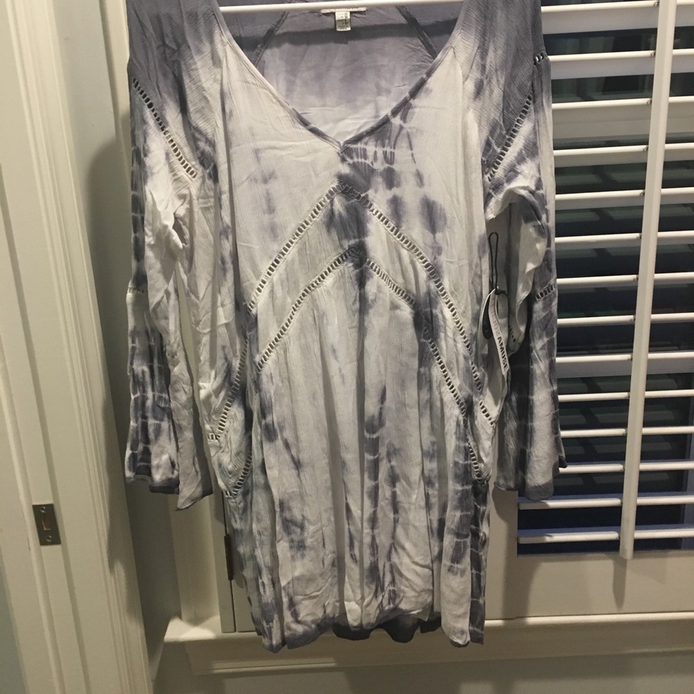 Lulus Flowy White and Blue Dress